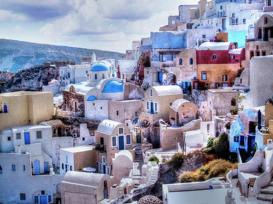 Village On Greek Island Of Santorini Photograph by Raw Light Photography