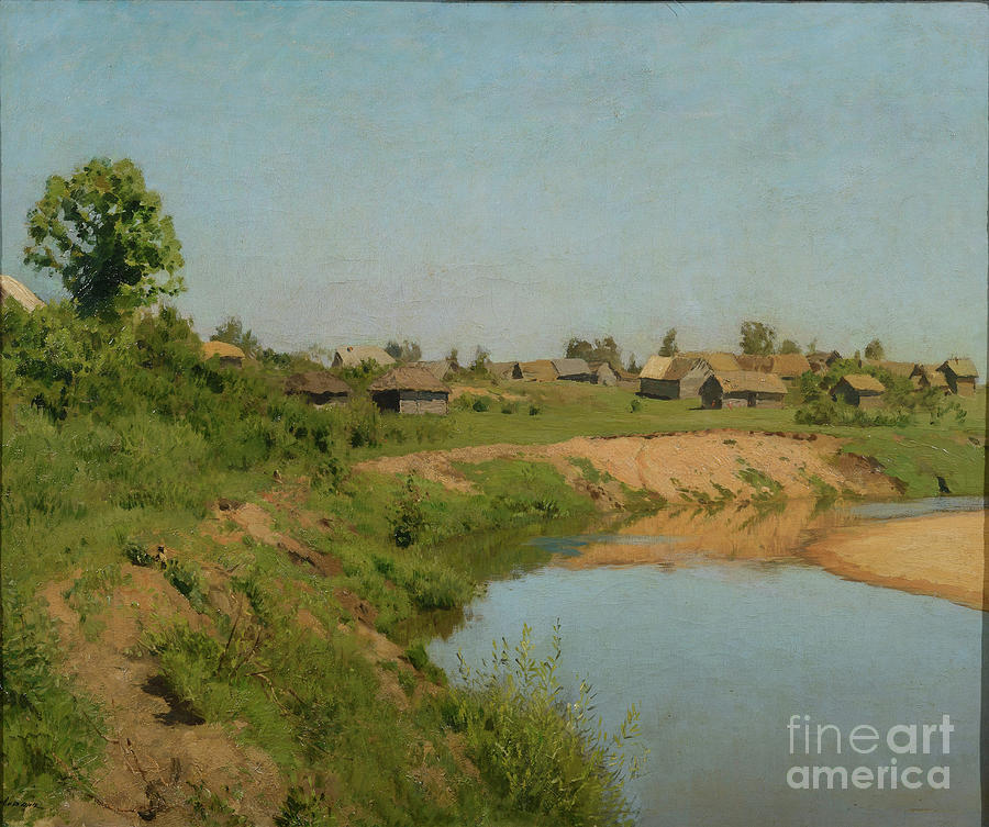Village On The Banks Of The River 1890s Drawing by Heritage Images