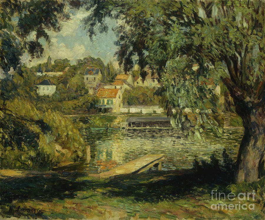 Village On The Banks Of The River Village Au Bord De La Riviere, Circa 1900 Painting by Henri Lebasque
