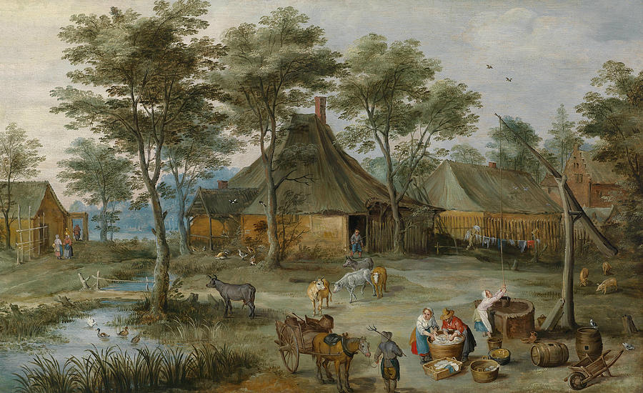 Village Scene at the Well Painting by Joos de Momper
