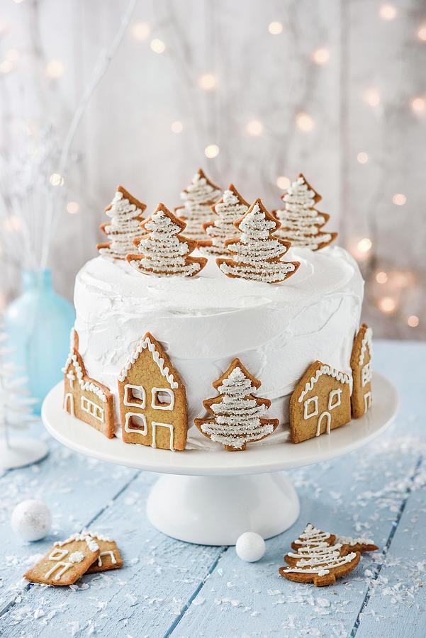 Village Under The Snow Christmas Cake Photograph by Syl D Ab