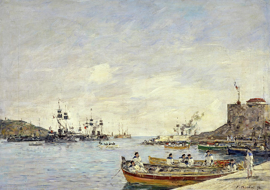 Eugene Louis Boudin Painting - Villefranche Harbour, 1892 by Eugene Louis Boudin
