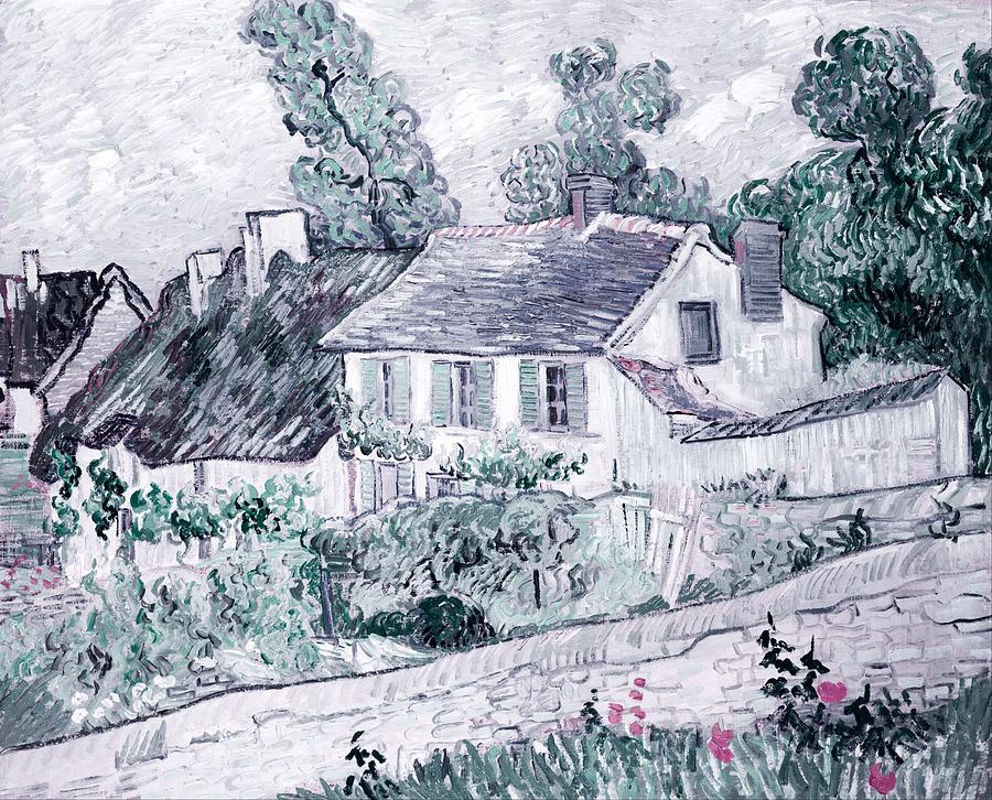Nature Painting - Vincent Van Gogh - Houses At Auvers - Infrared Version by Celestial Images Nature Painting - Vincent Van Gogh - Houses At Auvers - Infrared Version by Celestial Images