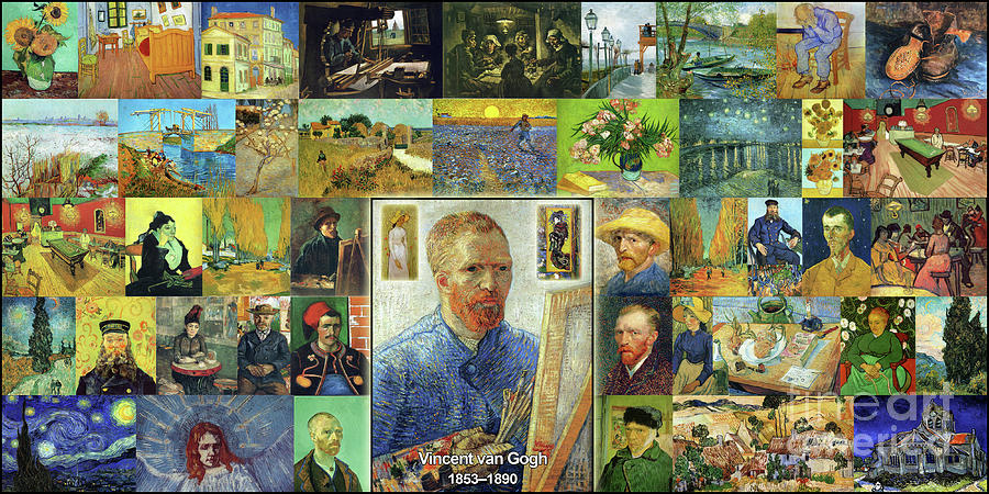 Vincent Van Gogh Pictures Collage Digital Art by Scott Mendell