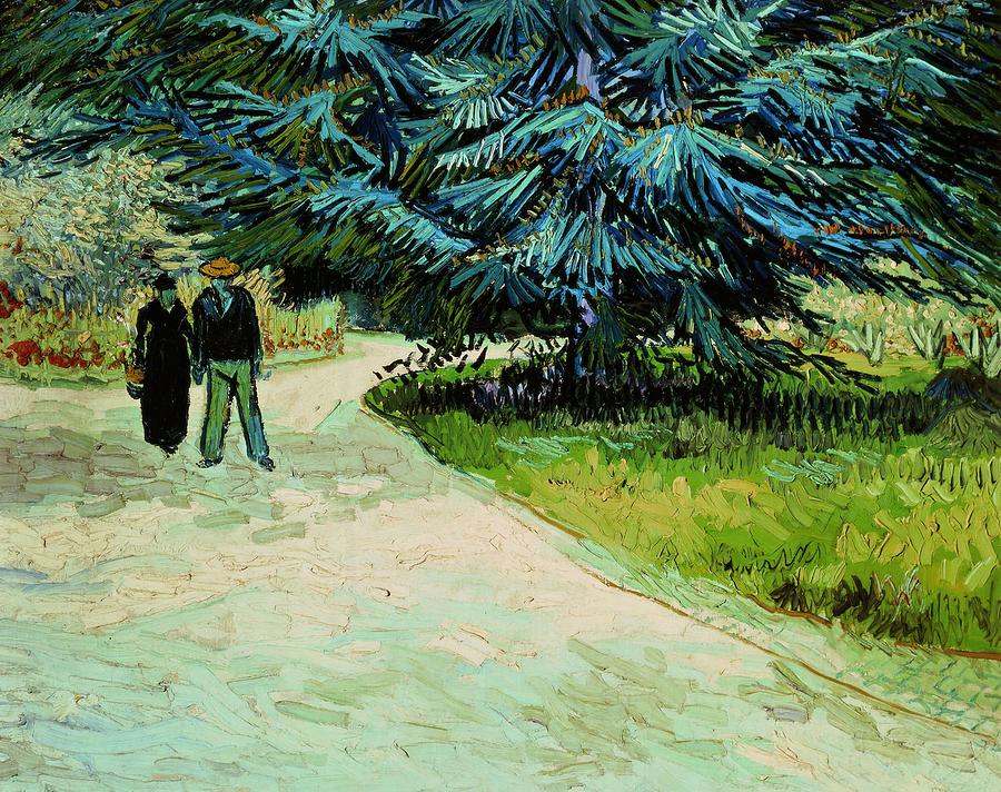 Vincent Van Gogh / Public Garden with Couple and Blue Fir Tree The Poets Garden III, 1888. Painting by Vincent van Gogh -1853-1890-