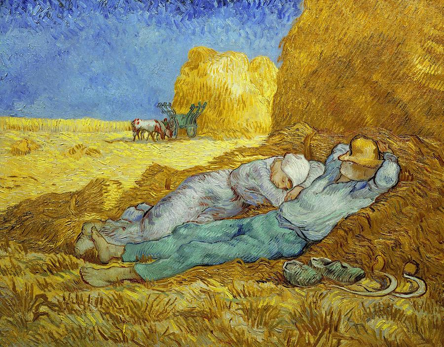 Vincent Van Gogh Painting - Vincent Van Gogh / The Siesta -after Millet-, 1889-1890, Oil on canvas, 73 x 91 cm. by Vincent van Gogh -1853-1890-