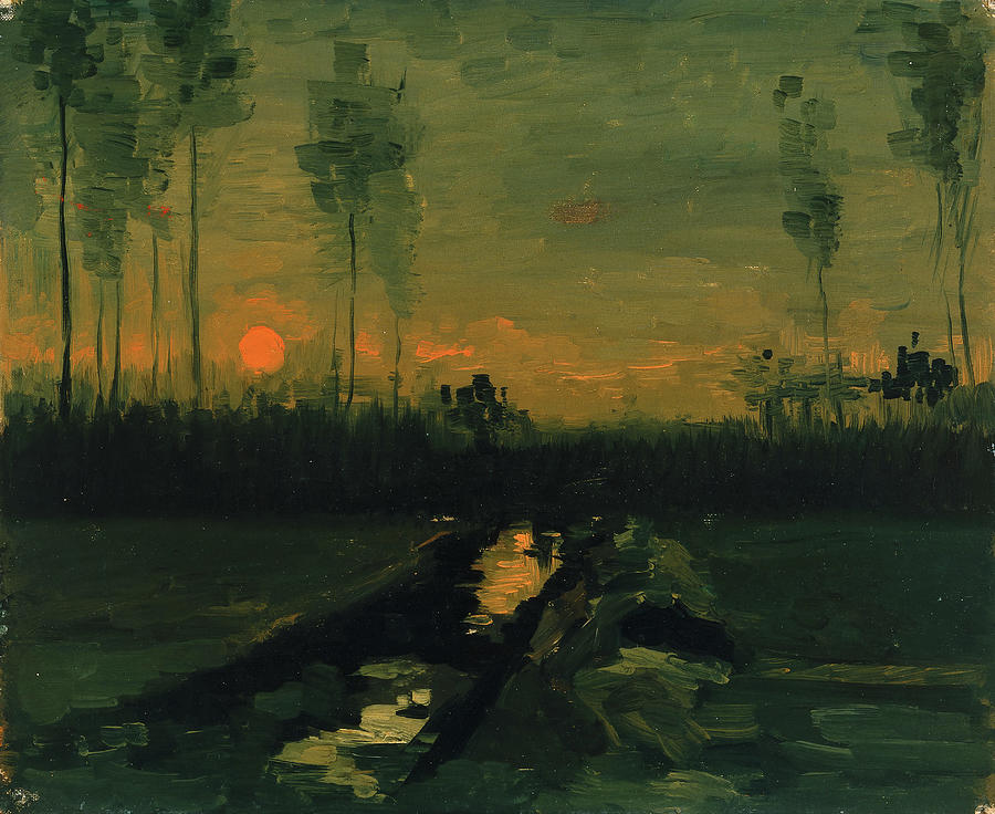 Vincent van Gogh -Zundert, 1853-Auvers-sur-Oise, 1890-. Evening Landscape -1885-. Oil on canvas m... Painting by Vincent van Gogh -1853-1890-