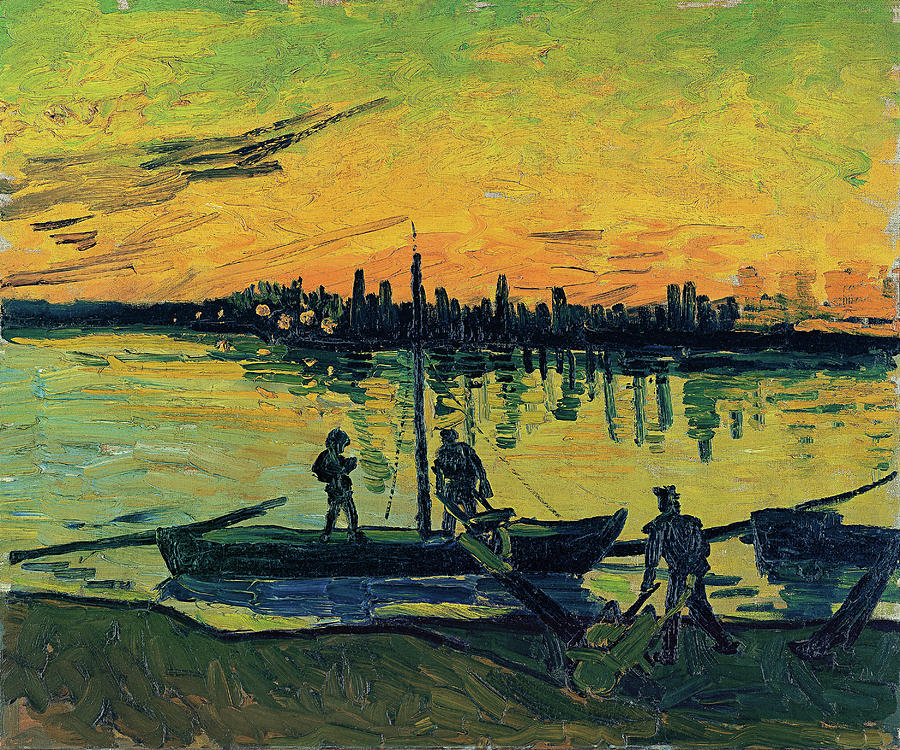 Vincent van Gogh -Zundert, 1853-Auvers-sur-Oise, 1890-. The Stevedores in Arles -1888-. Oil on ca... Painting by Vincent van Gogh -1853-1890-