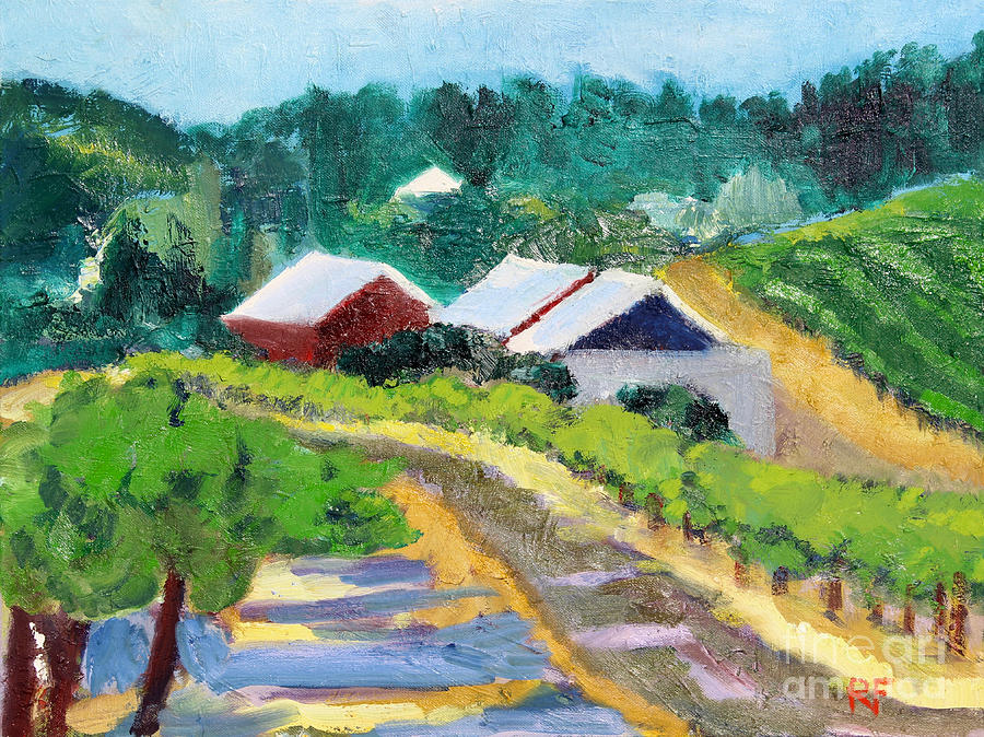 Vineyard And Road, 2019 Painting by Richard H. Fox