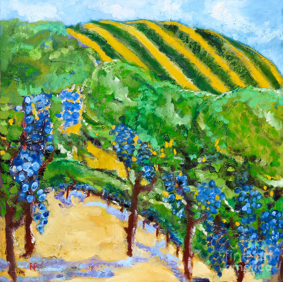 Vineyard And Rolling Hills, 2019 Painting by Richard H. Fox