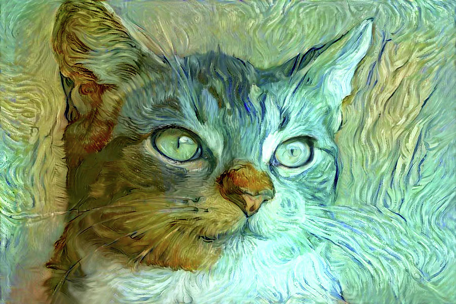 Vinnie the Van Gogh Cat Digital Art by Peggy Collins