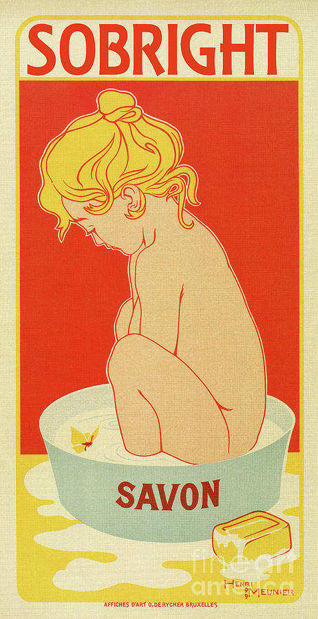 Vintage Drawing -  Vintage 1899 French Belgian soap advertising by Heidi De Leeuw