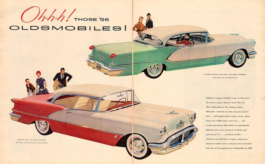 Vintage 1956 Oldsmobile Car Advert Digital Art by Georgia Clare