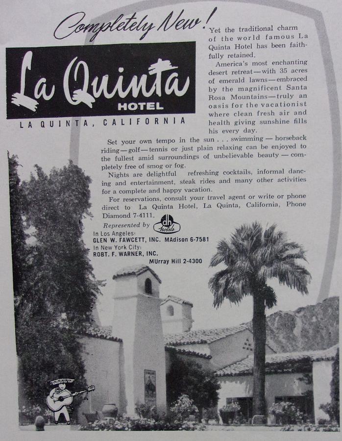 Vintage Photograph - Vintage Advertisement La Quinta Hotel California by Mary Beth Welch