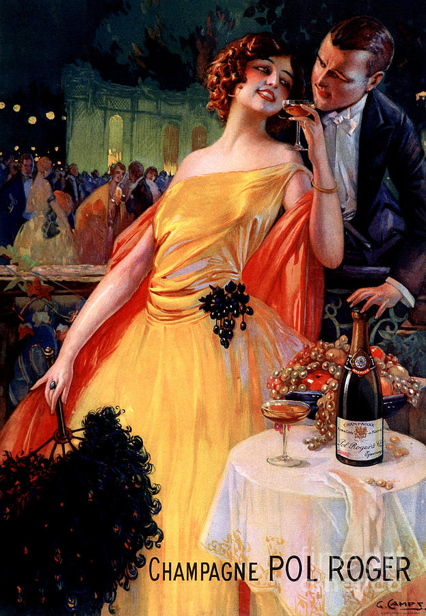 Vintage Advertising poster for champagne  Painting by Gaspar Camps Junyent