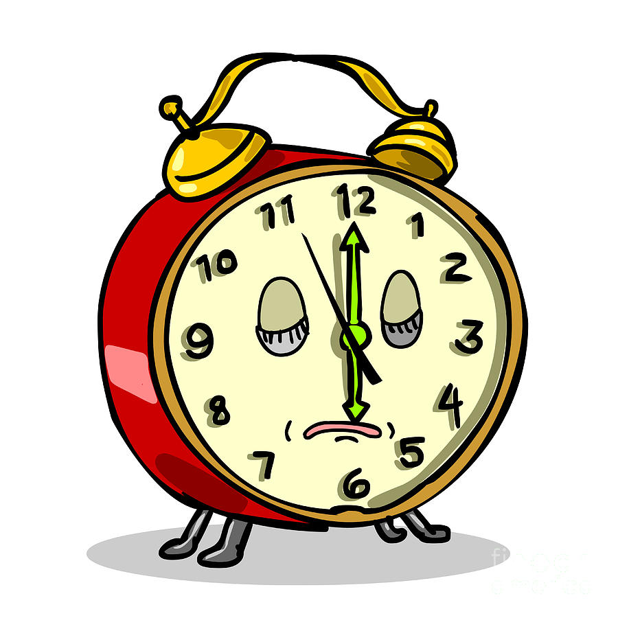 Vintage Alarm Clock Sleeping Cartoon Digital Art by Aloysius Patrimonio