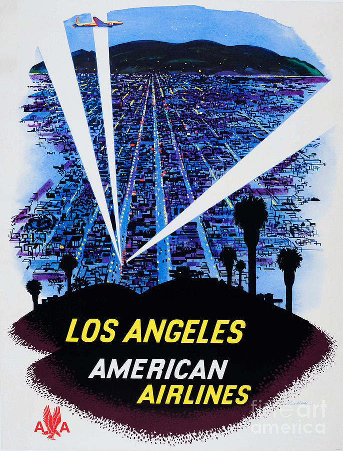 Vintage Photograph - Vintage American Airlines Los Angeles Poster by Damian Davies
