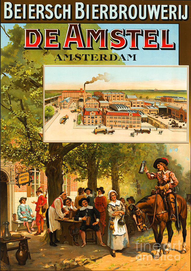 Vintage Amstel Beer Amsterdam Painting by Peter Ogden