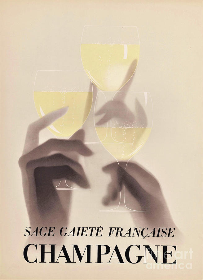 Champagne Painting - Vintage Art Deco Champagne Poster by Mindy Sommers