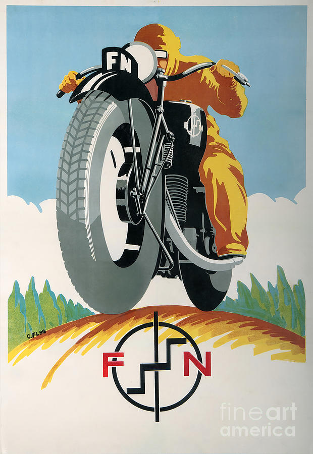 Vintage Art Deco Motorcycle Ad from 1934 Painting by Tina Lavoie