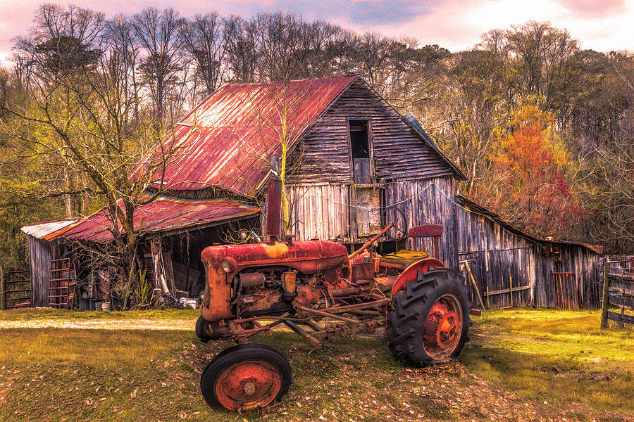 Vintage at the Farm Fall Painting Photograph by Debra and Dave Vanderlaan