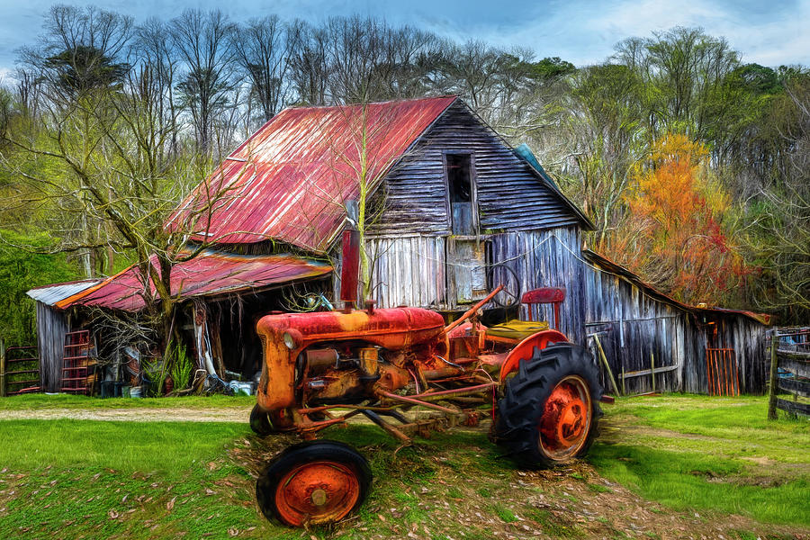 Vintage at the Farm Painting Photograph by Debra and Dave Vanderlaan