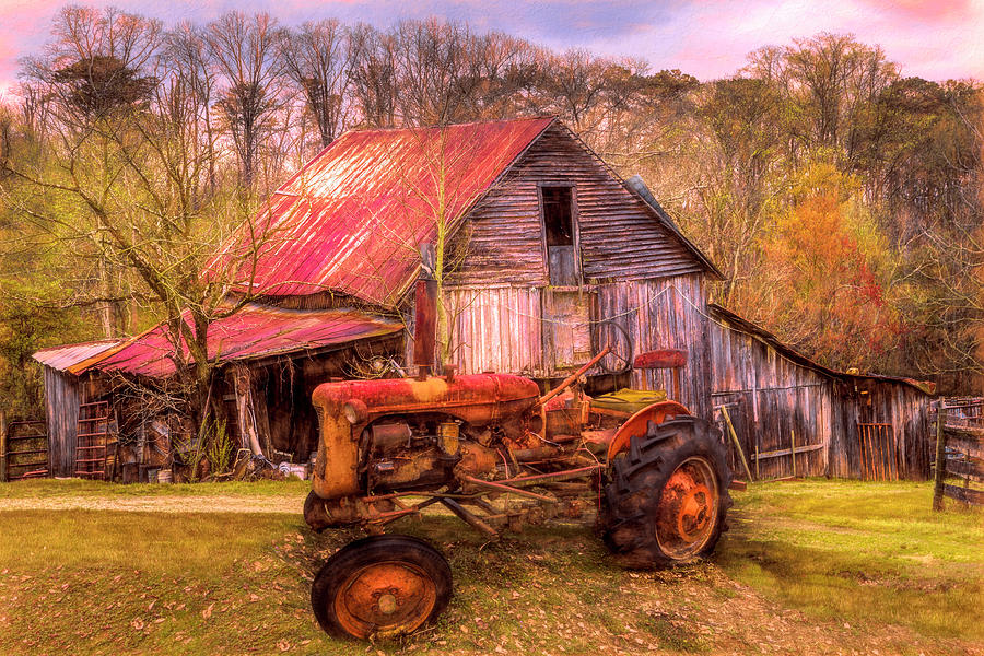 Vintage at the Farm Watercolors Painting Photograph by Debra and Dave Vanderlaan