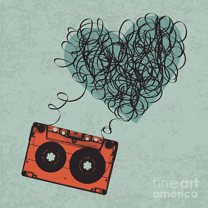 Love Digital Art - Vintage Audio Cassette Illustration by Pashabo