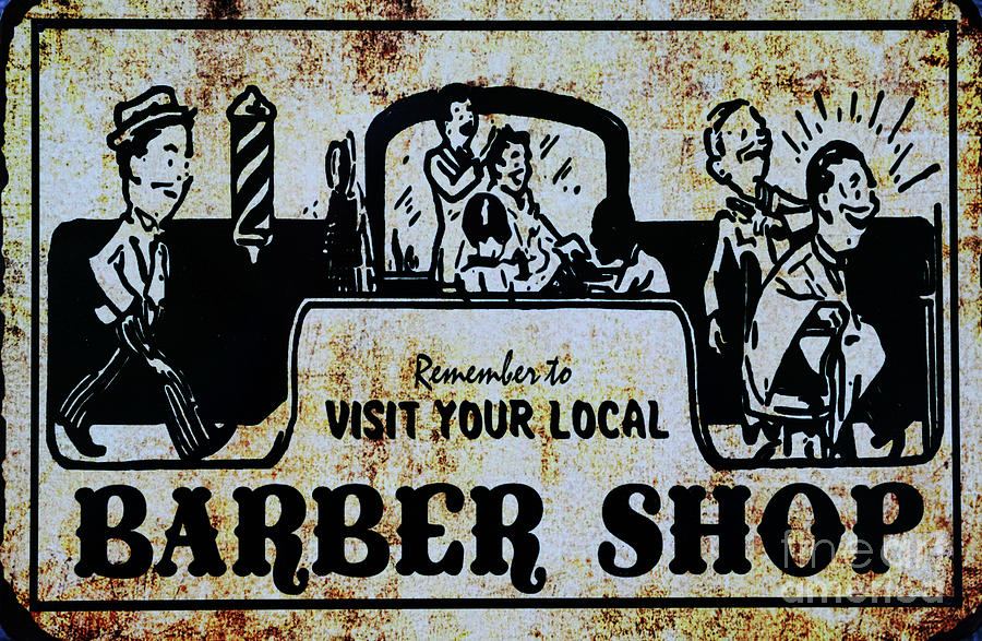 Barbershop Sign Photograph - Vintage Barber Sign from the 1950s by Paul Ward