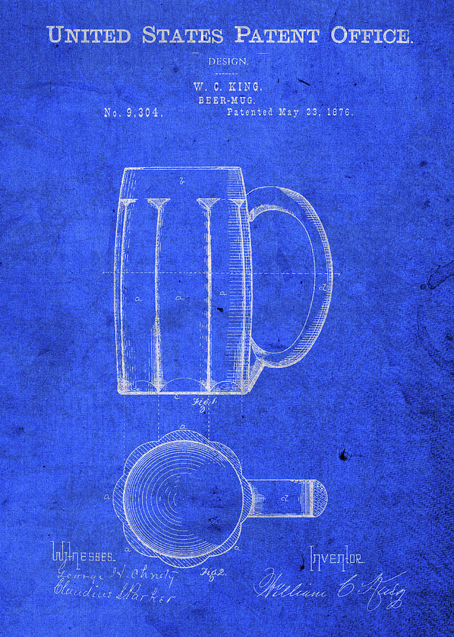 Vintage Beer Mug Patent Blueprint Mixed Media by Design Turnpike - Pixels