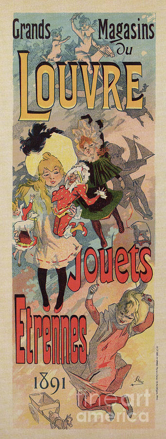  Vintage belle epoque toy store Paris vertical banner Drawing by Heidi De Leeuw