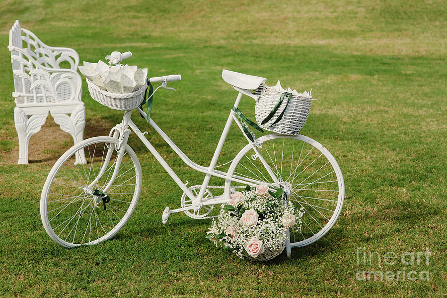 White shop vintage bicycle