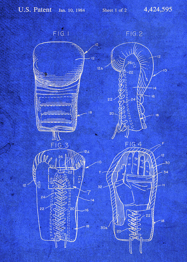 Vintage Mixed Media - Vintage Boxing Glove Patent Blueprint by Design Turnpike
