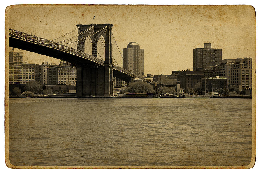 Vintage Brooklyn Bridge Photograph by Belterz