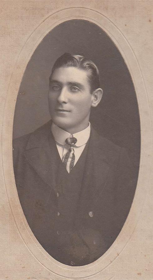 Vintage Cabinet Card Photo of a young man 1900s Painting by Celestial Images