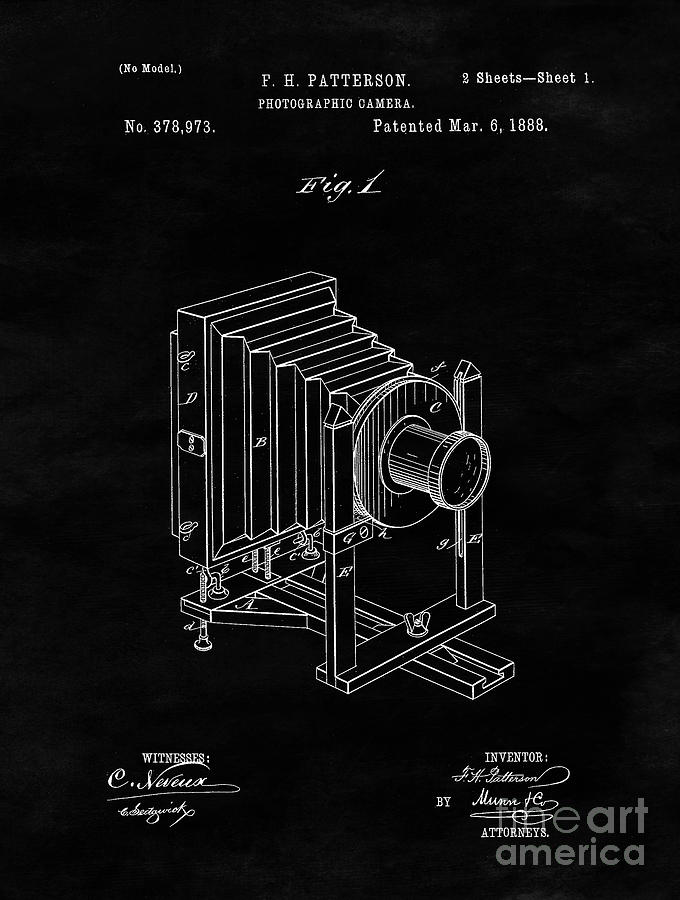 Vintage Camera Blueprint Drawing Sheet One Drawing by Tina Lavoie