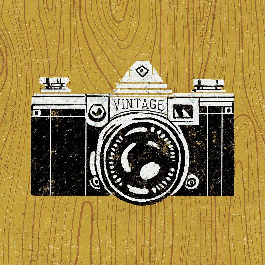 Camera Painting - Vintage Camera On Wood by Michael Mullan