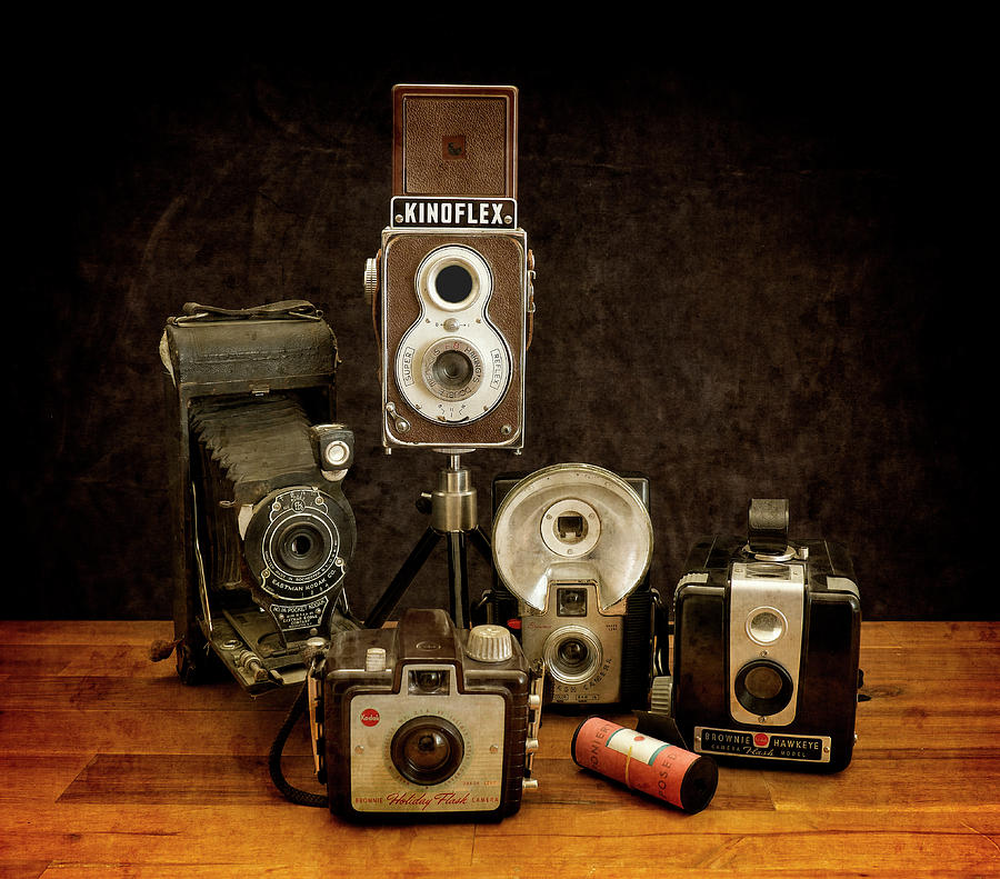 Still Life Photograph - Vintage Cameras by Wayne Sherriff