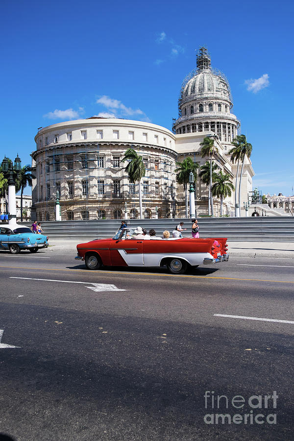 Vintage Car And Capitolio Building Photograph by Zodebala