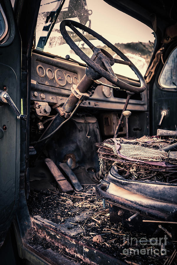 Vintage Car Interior Abandoned Photograph by Edward Fielding