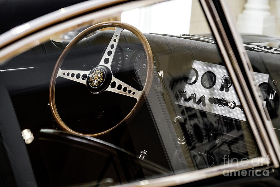 vintage car interior driver seat of a Jaguar E-Type Photograph by Luca Lorenzelli