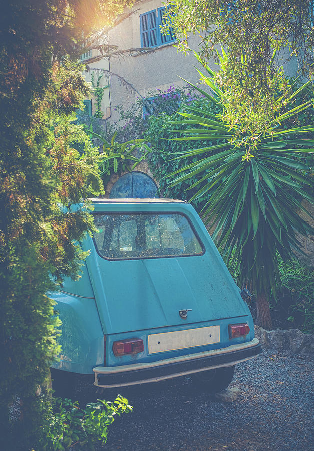 Vintage Car Outside A French Chateau Photograph