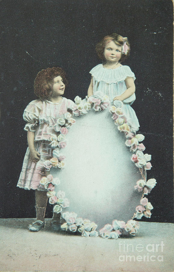 Vintage children on postcard Photograph by Patricia Hofmeester