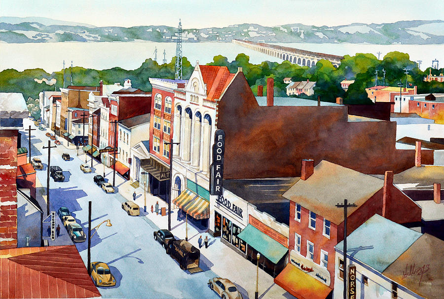 Vintage Color, Columbia Rooftops Painting by Mick Williams