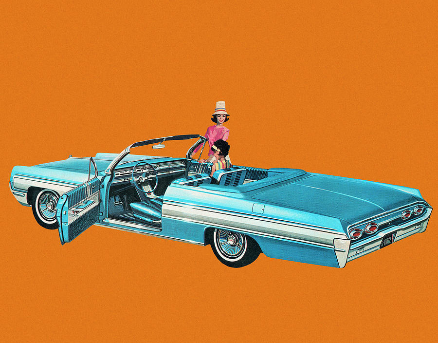Summer Drawing - Vintage Convertible by CSA Images