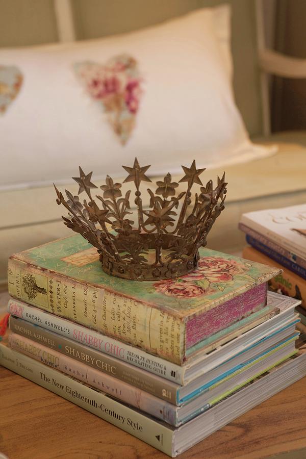 Vintage Crown On Shabby-chic Stack Of Books Photograph by Great Stock!