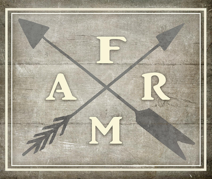 Typography Mixed Media - Vintage Farm Sign - Farm by Lightboxjournal