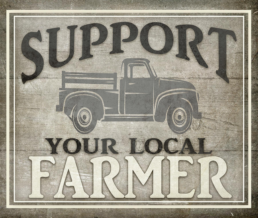 Farm Mixed Media - Vintage Farm Sign - Local Farmer by Lightboxjournal