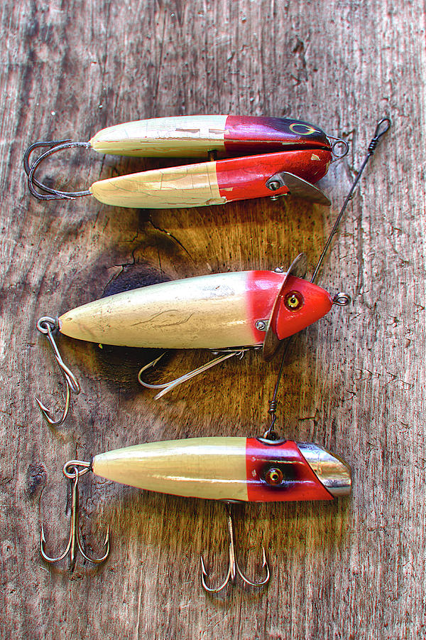 Three Vintage Fishing Lures Jigsaw Puzzle by Craig Voth - Pixels