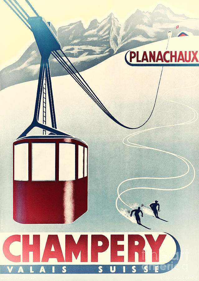 Travel Poster Painting - Vintage French Ski Poster by Mindy Sommers